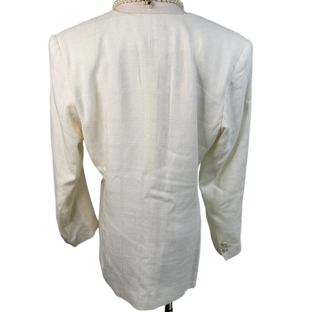Vintage Charter Club Ivory Pearl Button Longline Blazer Petite size 10/M - Picture 7 of 11